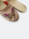 Embroidered Butterfly in Taupe Velvet Mules Slippers