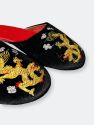 Embroidered Dragon in Black Velvet Mules Slippers