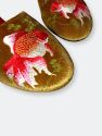 Embroidered Goldfish in Gold Velvet Mules Slippers