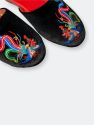 Embroidered Phoenix in Black Velvet Mules Slippers