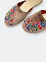 Embroidered Phoenix in Taupe Velvet Mules Slippers