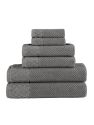 Classic Turkish Towels Genuine Cotton Soft Absorbent Boston 6 Piece Set With 2 Bath Towels, 2 Hand Towels, 2 Washcloths - Gray