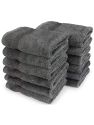 Classic Turkish Towels Genuine Cotton Soft Absorbent Cambridge Washcloths 13x13 12 Piece Set - Gray