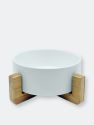 Ceramic Bowl with Bamboo Frame - Matte White