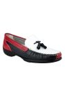 Biddlestone Ladies Moccasin/Womens Shoes - White/Navy/Red