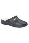 San Malo Womens/Ladies Coated Leather Clogs - Navy Blue - Navy Blue
