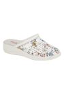 Womens/Ladies Floral Coated Leather Clog - White