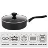 9.5 in. Hard-Anodized Aluminum Nonstick Saute Pan in Black with Lid