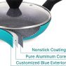 Granite Aluminum Nonstick Frying Pan in Blue with Lid