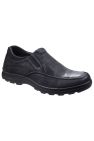 Mens Goa Leather Slip-On Shoes - Black - Black