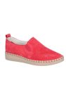 Womens/Ladies Tulip Leather Slip On Shoe - Red - Red
