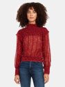 Roma Smocked Neck Blouse - Red