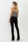 Knotted Checker Print Top