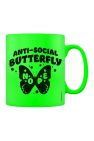 Grindstore Anti-Social Butterfly Neon Mug (Green/Black) (One Size)