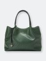 Naomi - Dark Green Vegan Leather Tote Bag - Dark Green