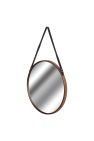 Hill Interiors Copper Rimmed Round Hanging Wall Mirror With Black Strap (Copper) (21.5 x 21.5 x 1.2in) - Copper