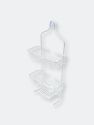 2 Tier Aluminum Shower Caddy with Lower Hooks and Soap Tray - White