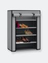 5 Tier Free-Standing Multi-Purpose Organizer with Non-Woven Fabric Shelves and Roll-Down Cover, Grey