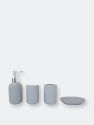 Home Basic 4 Piece Rubberized Ceramic Bath Accessory Set, Grey