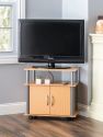 Rolling Wood TV Stand with Cabinet, Natural