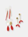 MATTE BRASS POST STICK TO RED ARCH EARRINGS
