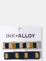 NAVY CITRON PINK COMBO BEADED HAIR CLIP - 2 PACK - Navy