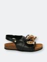 Men's Chain Flat Sandals with Snap - Black-Gold