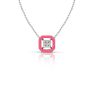Deco Gold Necklace With Diamonds And Pink Enamel - Pink/Silver