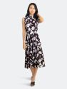 Mindy Shirred Dress in Pressed Tulips Fig - Pressed Tulips Fig