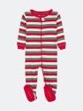 Baby Footed Red Striped Pajamas - Red White Green