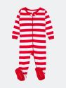 Baby Footed Red Striped Pajamas - Red White