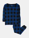 Cotton Plaid Pajamas - Black-Navy
