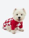 Dog Red & White Argyle Pajamas - Red-White