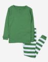 Green & White Striped Cotton Pajamas