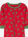 Kids Footed Cotton Red & Green Reindeer Pajamas