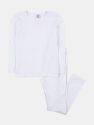 Kids Neutral Solid Color Thermal Pajamas - White