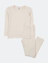 Kids Neutral Solid Color Thermal Pajamas - Off-White