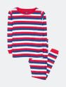 Kids Two Piece Cotton Red White & Blue Striped Pajamas - Red-White-Blue