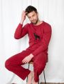 Mens Animal Print Flannel Sets - Reindeer-Red