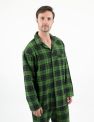 Mens Flannel Plaid & Print Pajamas - Green-Black