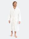 Mens Soft Micro Fleece Bathrobe - off-white