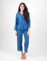 Womens Clearance Classic Button Down Pajamas - Blue