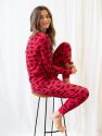 Womens Two Piece Cotton Moose Pajamas - Moose-Red