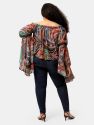 Ethnic Print Brittney Off The Shoulder Bell Sleeve Top
