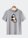 Hungry For Pizza Panda T-Shirt - Grey