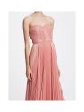 Strapless Pleated Lamé Gown