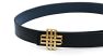 Reversible Signature Belt 32 mm - Black & Navy Blue | Golden Buckle - Black and Navy Blue