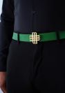 Reversible Signature Belt 32 mm - Green & White | Golden Buckle