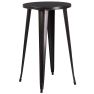 Eleanore 5 Piece Outdoor Dining Set in Antique Black with 24" Round Table and 4 Slatted Back Bar Stools with Footrests