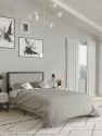 West Avenue Full Size Headboard Light Gray Fabric Upholstered Headboard with Metal Frame and Adjustable Rail Slots